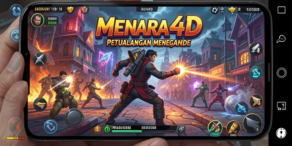 Tangkapan layar MENARA4D menampilkan aksi seru dalam gameplay Arcade.