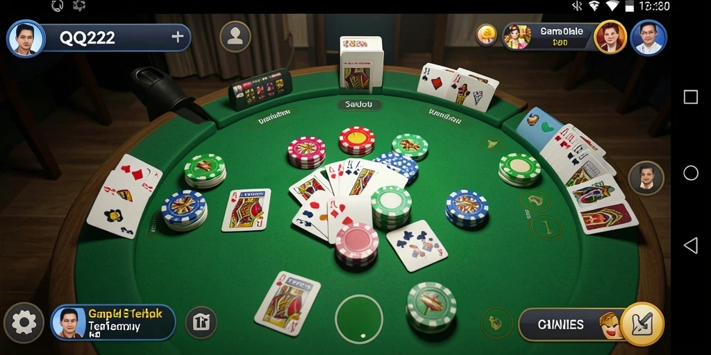 Screenshot QQ222 menampilkan gameplay Gaple yang seru dan interaktif.